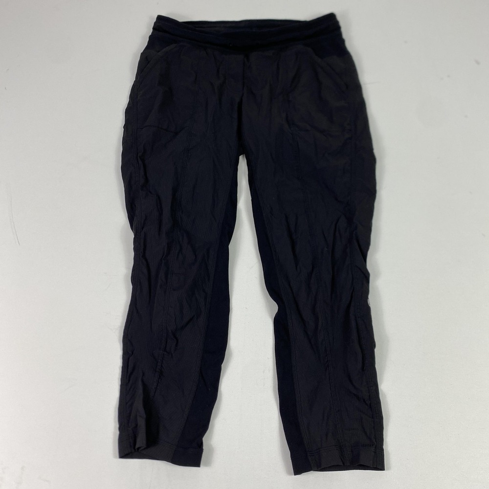 Lululemon Pants Womens 4 Black Woven Track‎ Jogger Stretch Tapered Gym Yoga